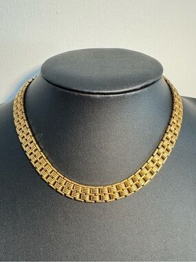 Vintage Coro Classic Gold-Tone Woven Chain Collar Necklace - Women's Jewelry